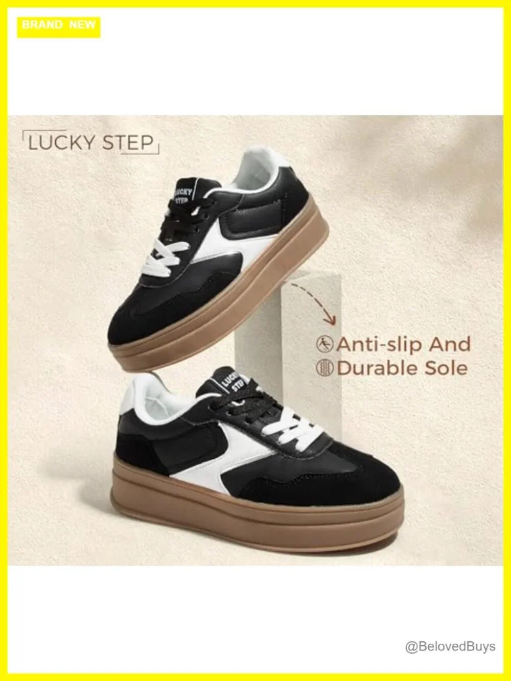 Women's Platform Retro Chunky Sneakers with Faux Leather and Suede